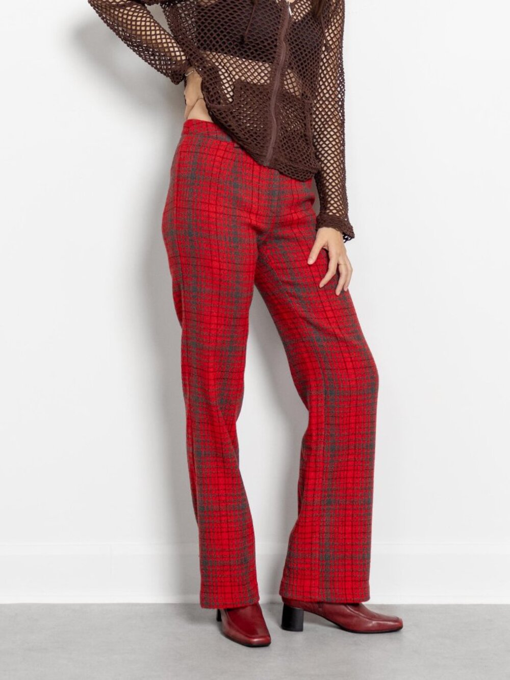 Vintage BCBG Wool Plaid Trousers: 90s Red Tartan Pants, Size 4